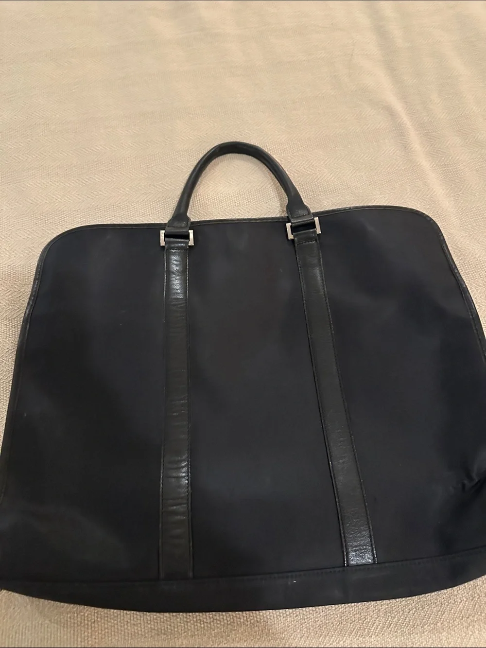 Burberry Black Men's Briefcase or Women’s Laptop Case with Silver Hardware